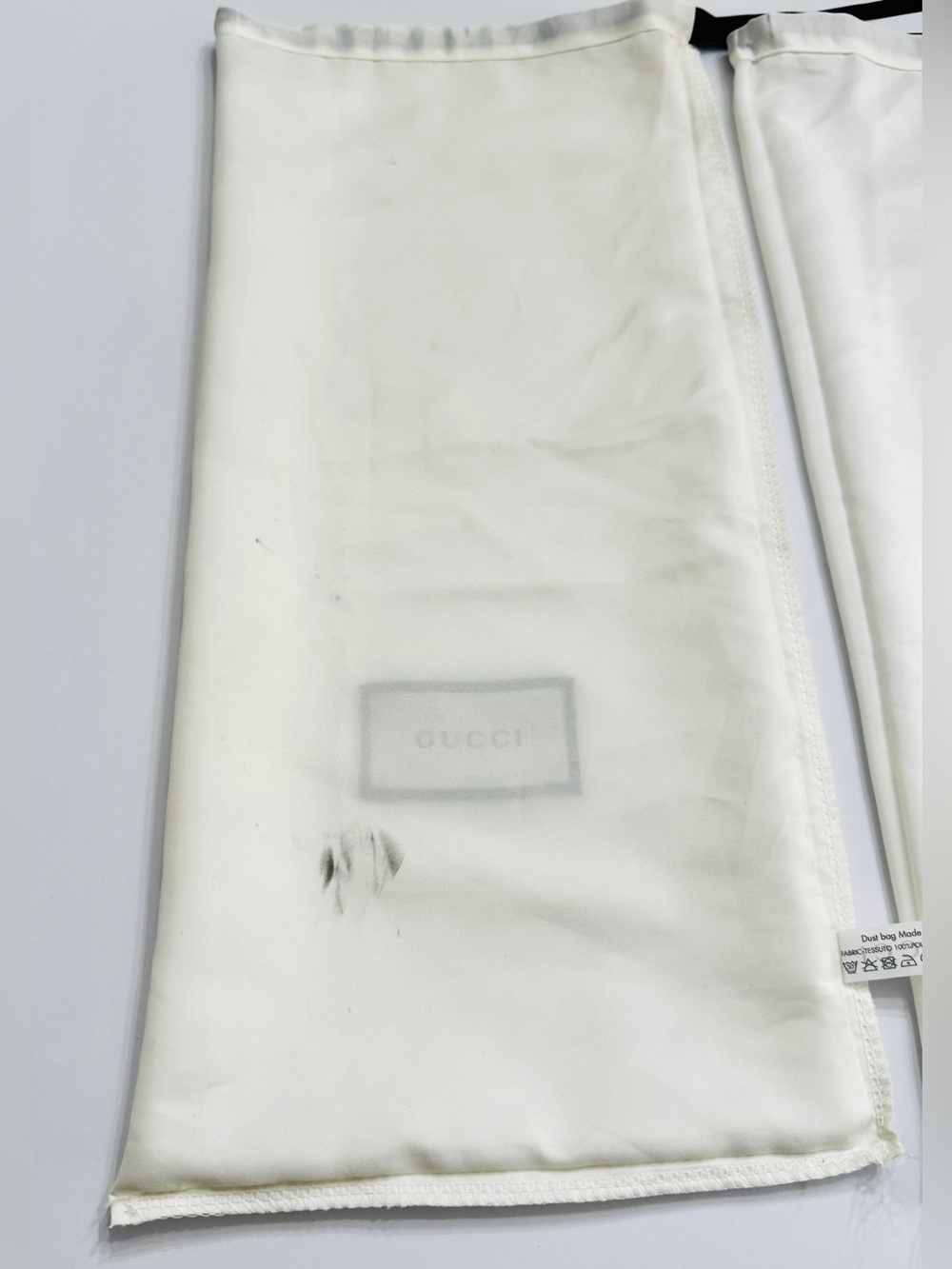 Gucci White Satin Dust Bags Set of 2-Authentic Storage Bag with Drawstring 17x8 - Picture 8 of 12
